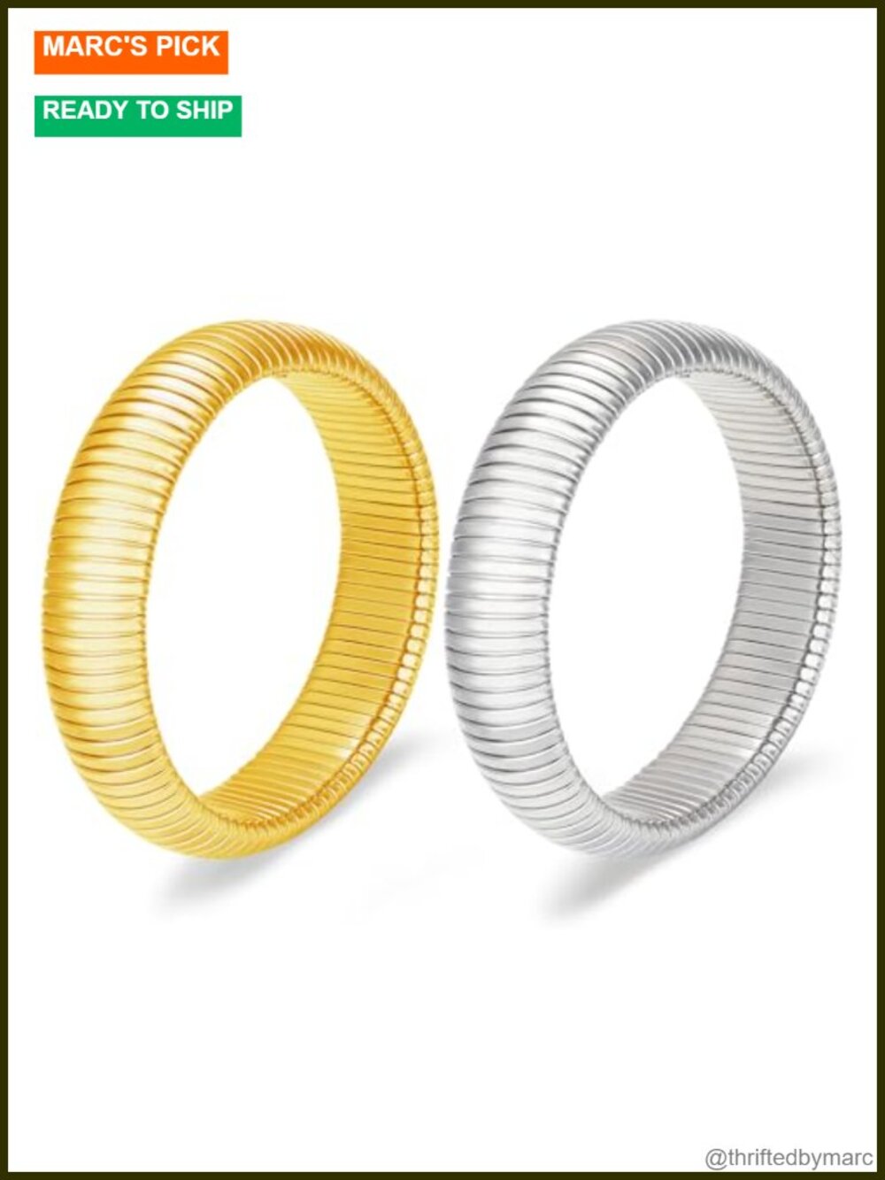 Chunky Stretch Snake Chain Bangle Bracelets Stack for Women 18K Gold Filled